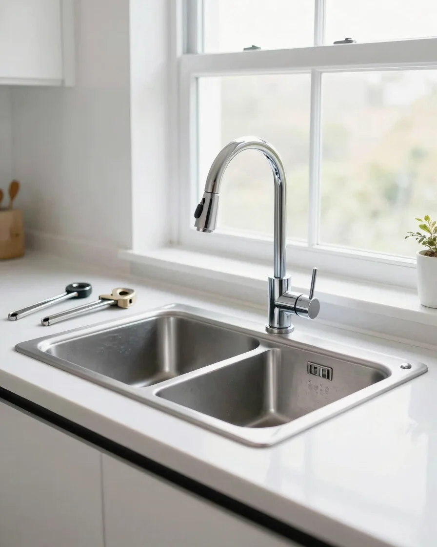 Bright, high-key editorial photograph of a modern residential kit