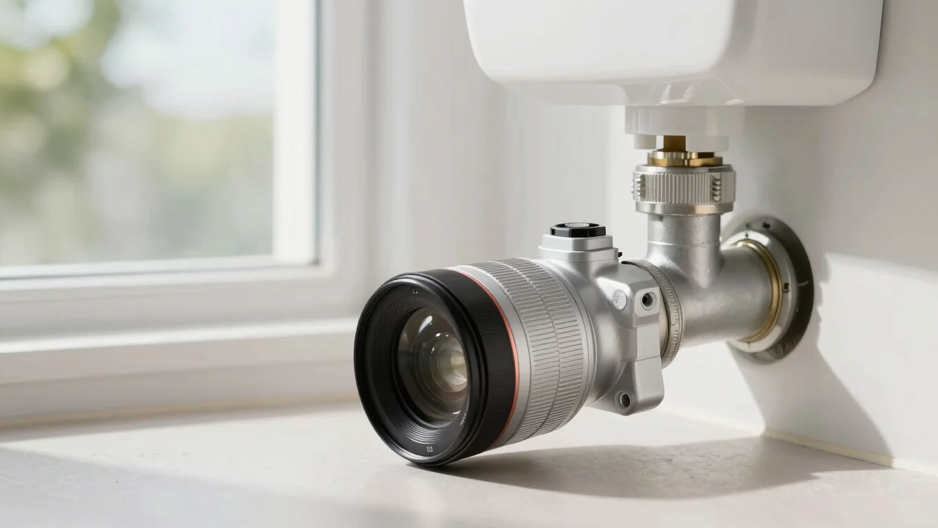 Close-up of a modern plumbing camera inspecting a clean residenti